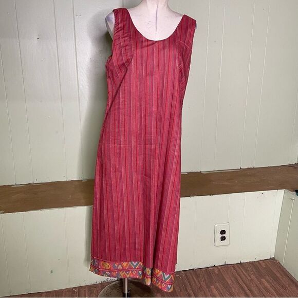 Peruvian Connection Pima Cotton Layered Striped Midi Dress 12 - Picture 1 of 6